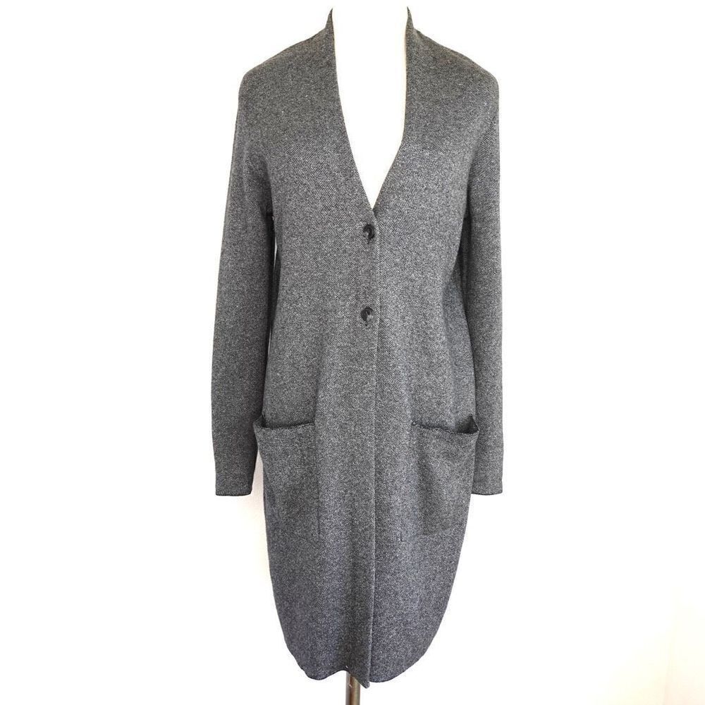 J.Jill Duster Sweater Button Down V Neck Gray Size XS